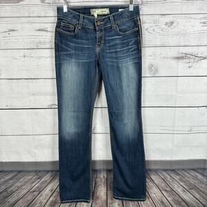 Buckle BKE Jeans Womens 27 Blue Culture Boot Midrise Thick Stitch Sequin Western